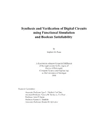 Synthesis and Verification of Digital Circuits Using Functional Simulation and Boolean Satisfiability