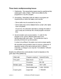Three Basic Multiprocessing Issues