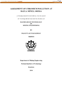 Assessment of Chromium Pollution at Baula Mines, Orissa
