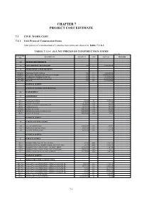 Chapter 7 Project Cost Estimate