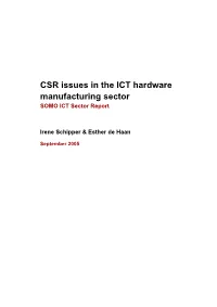 CSR Issues in the ICT Hardware Manufacturing Sector SOMO ICT Sector Report