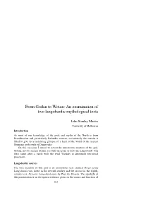 From Godan to Wotan: an Examination of Two Langobardic Mythological Texts