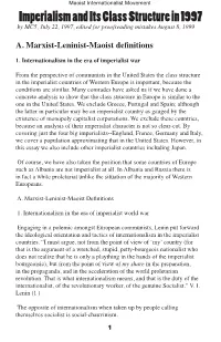 Imperialism and Its Class Structure in 1997 by MC5, July 22, 1997, Edited for Proofreading Mistakes August 8, 1999