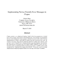 Implementing Novice Friendly Error Messages in Clojure