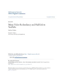Music Video Redundancy and Half-Life in Youtube Matthias Prellwitz