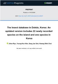 The Insect Database in Dokdo, Korea: an Updated Version Includes 22 Newly Recorded Species on the Island and One Species in Korea