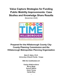 Value Capture Strategies for Funding Public Mobility Improvements: Case Studies and Knowledge Share Results [December 2020]
