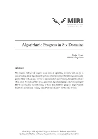 Algorithmic Progress in Six Domains