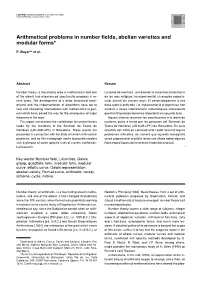 Arithmetical Problems in Number Fields, Abelian Varieties and Modular Forms*