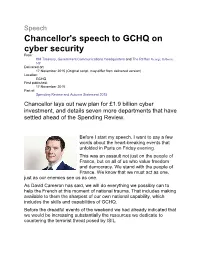 Chancellor's Speech to GCHQ on Cyber Security