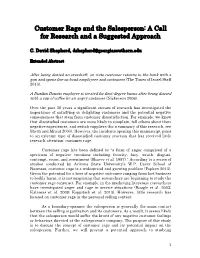 Customer Rage and the Salesperson: a Call for Research and a Suggested Approach