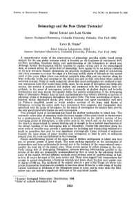 Seismology and the New Global Tectonics