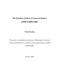 The Function of Ideas of Reason in Kant's Political Philosophy
