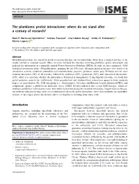 The Planktonic Protist Interactome: Where Do We Stand After a Century of Research?