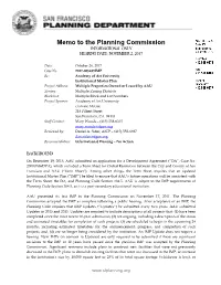 2017-005439IMP Re: Academy of Art University Institutional Master Plan Project Address: Multiple Properties Owned Or Leased by AAU