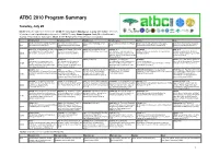 ATBC 2010 Program Summary