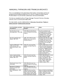Manukau, Papakura and Franklin Archives