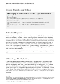 Philosophy of Mathematics and Its Logic: Introduction