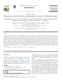 Preparation Methods Influence Gastronomical Outcome Of