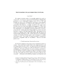 The Unitary Executive and Inherent Executive Power