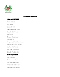Catering Take out Menu
