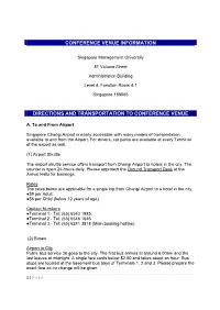 Conference Venue Information Directions And