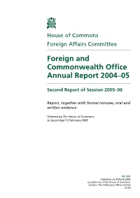 Foreign and Commonwealth Office Annual Report 2004–05
