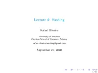 Lecture 4: Hashing