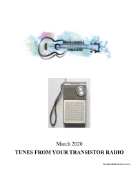 March 2020 TUNES from YOUR TRANSISTOR RADIO