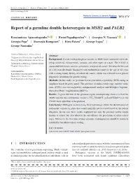 Report of a Germline Double Heterozygote in MSH2 and PALB2
