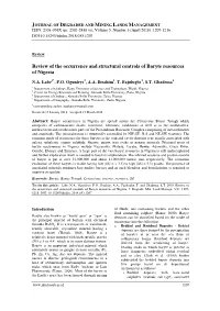 Review of the Occurrence and Structural Controls of Baryte Resources of Nigeria