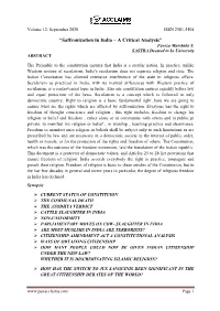 “Saffronization in India – a Critical Analysis”; Faeeza