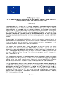 Third Progress Report on the Implementation of the Common Set of Proposals Endorsed by EU and NATO Councils on 6 December 2016 and 5 December 2017
