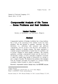 Componential Analysis of Kin Terms ― Some Problems and Their Solutions