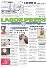 COPE Steps up Action in Sept. 9 Primary