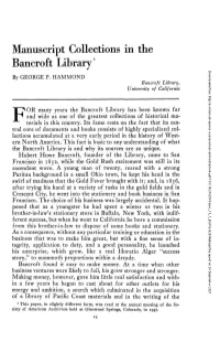 Manuscript Collections in the Bancroft Library1