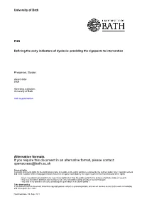 Thesis Submitted for the Degree of Doctor of Philosophy University of Bath Department of Psychology