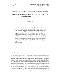 Translation of Language Varieties in the Flemish Dubbing of Harry Potter and the Prisoner of Azkaban