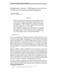 Wikimatrix: Mining 135M Parallel Sentences