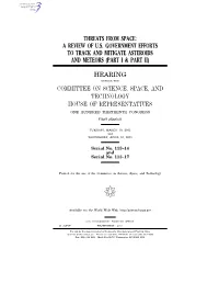 A Review of U.S. Government Efforts to Track and Mitigate Asteroids and Meteors (Part I & Part Ii)