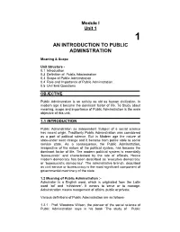 An Introduction to Public Adminstration