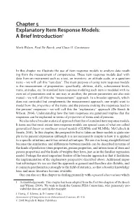 Chapter 5 Explanatory Item Response Models: a Brief Introduction