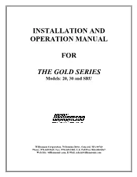 Installation and Operation Manual for the Gold Series