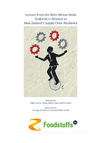 Lessons from the West African Ebola Outbreak in Relation to New Zealand’S Supply Chain Resilience