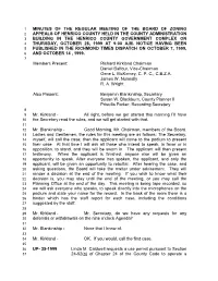 Minutes of the Regular Meeting of the Board of Zoning