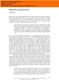 Philip Roth's Experimental Ethics