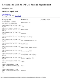 Revisions to USP 31–NF 26, Second Supplement