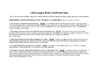 Rules Quiz Answers