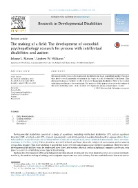 The Development of Comorbid Psychopathology Research for Persons with Intellectual Disabilities and Autis
