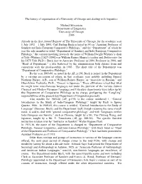 The History of Organization of a University of Chicago Unit Dealing with Linguistics Michael Silverstein Department of Linguisti